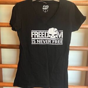 Black Graphic Tee with Freedom Print